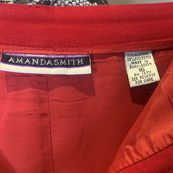 EUC Amanda Smith Red 2 Pc Long Skirt Suit, 16 - Picture 6 of 9